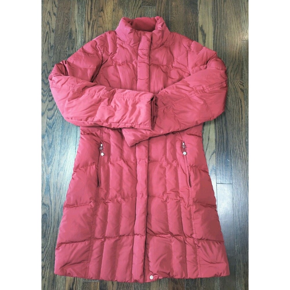 Eddie Bauer Goose Down Parka Coat Women's S Red EB650 Without Hood Quilted Zip